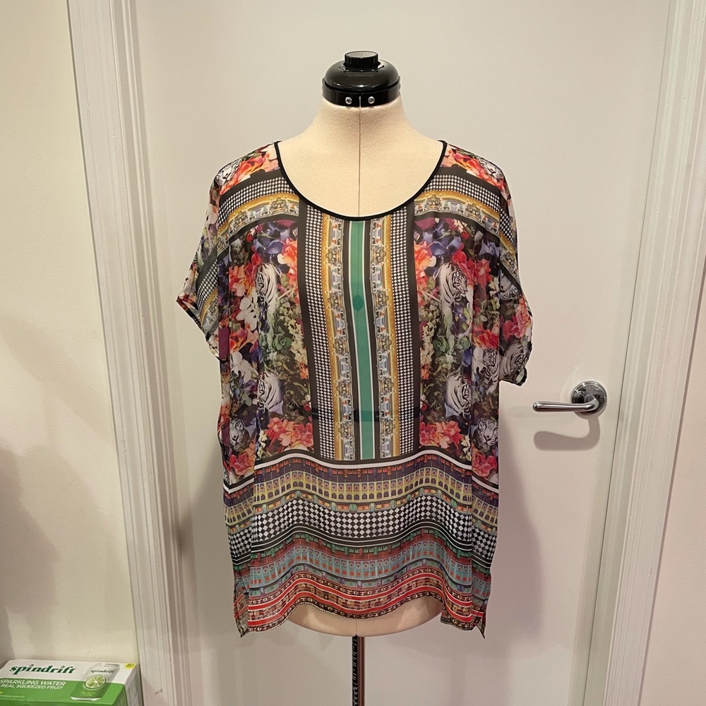 Clover Canyon Medium Sheer Bengal Tigers Printed Top.